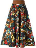 Marni 'lectric' Print Skirt, Women's, Size: 38, Green, Cotton/polyester/spandex/elastane