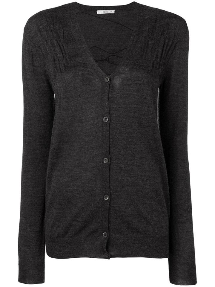 Prada Vintage 2000's V-neck Cardigan - Grey
