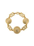 Versace Vintage Greek Key Medusa Charm Bracelet - Gold