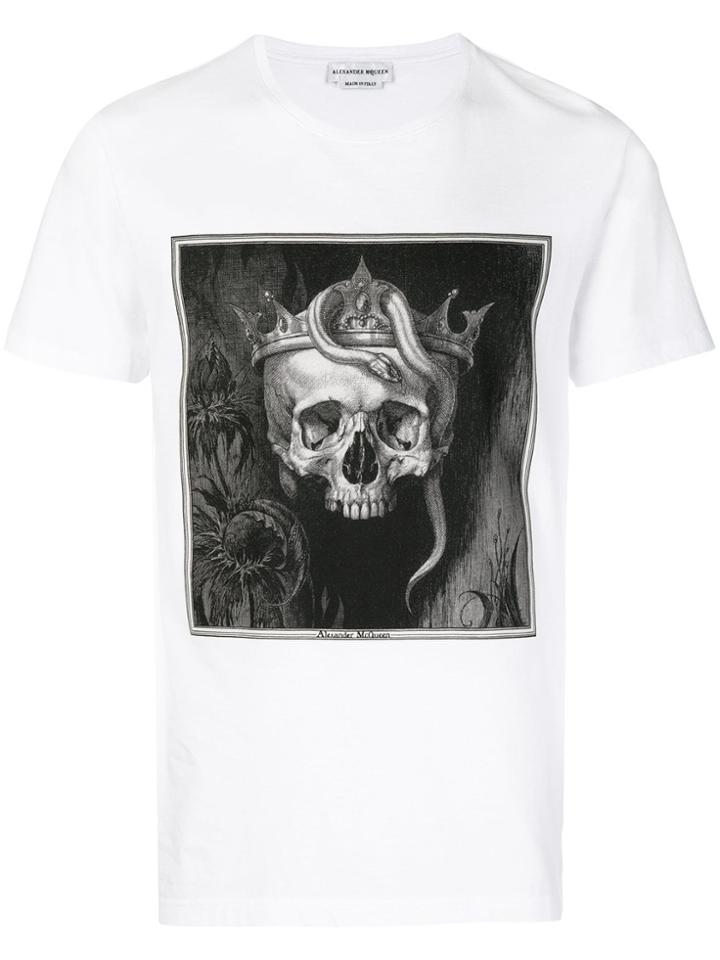 Alexander Mcqueen Gothic Skull T-shirt - White