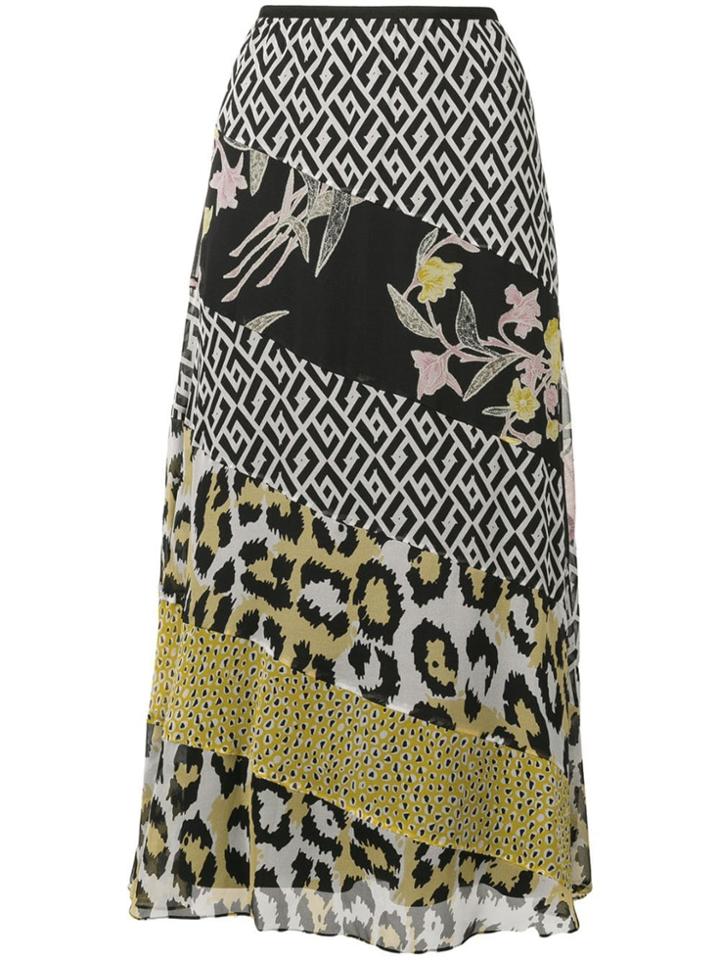 Dvf Diane Von Furstenberg Patchwork Midi Skirt - Black