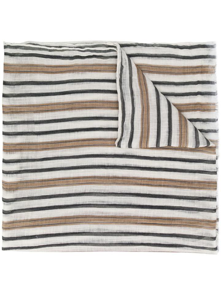 Brunello Cucinelli Multi-stripe Scarf - White