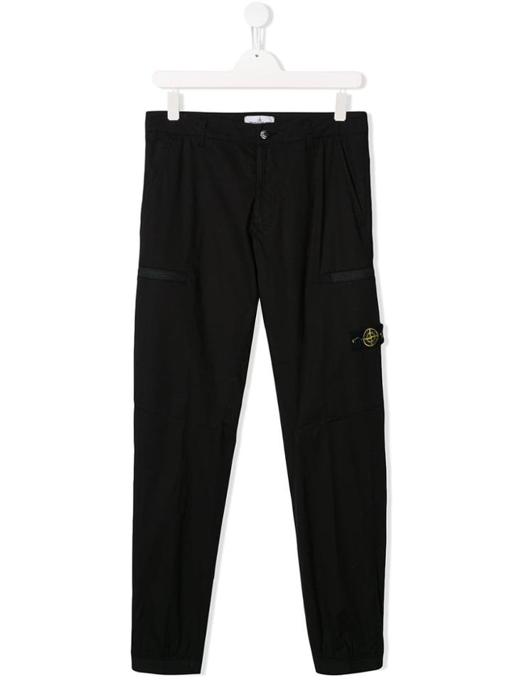 Stone Island Junior Logo Patch Trousers - Black