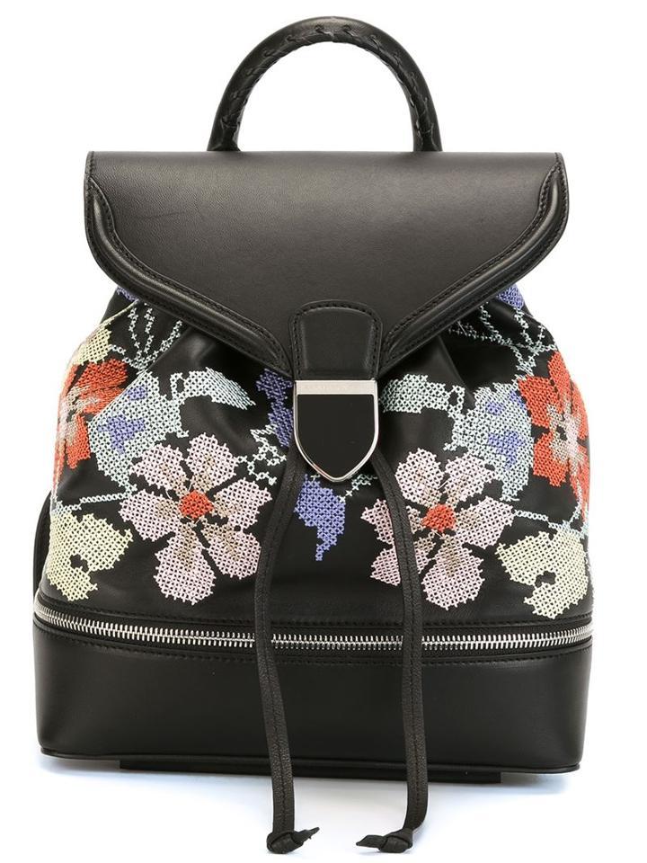 Alexander Mcqueen Floral Cross Stich Backpack