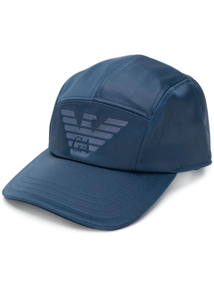 Emporio Armani Panelled Logo Cap - Blue