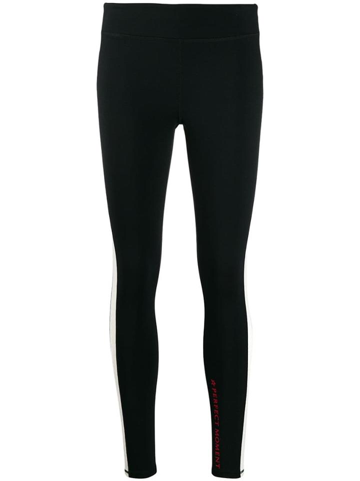 Perfect Moment Gran Turismo Stripe Panel Leggings - Black