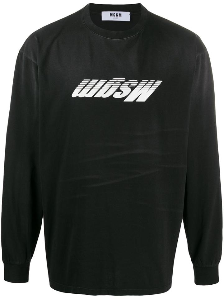 Msgm Inverted Logo Print T-shirt - Black