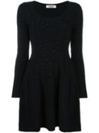 Valentino Crystal Embellished Knitted Dress, Women's, Size: Large, Black, Viscose/polyester