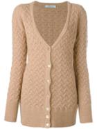 Blumarine Cross Knit Cardigan, Women's, Size: 42, Nude/neutrals, Polyamide/spandex/elastane/wool