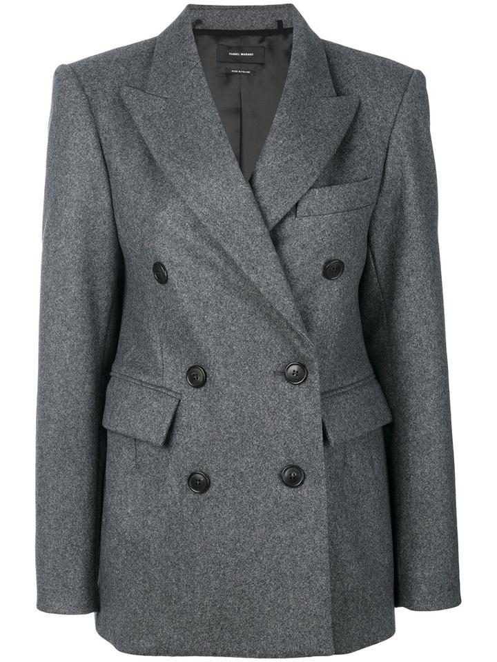 Isabel Marant - Double Breasted Coat - Women - Cotton/spandex/elastane/viscose/virgin Wool - 40, Grey, Cotton/spandex/elastane/viscose/virgin Wool