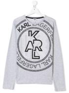 Karl Lagerfeld Kids Teen Logo Print Jersey Top - Grey
