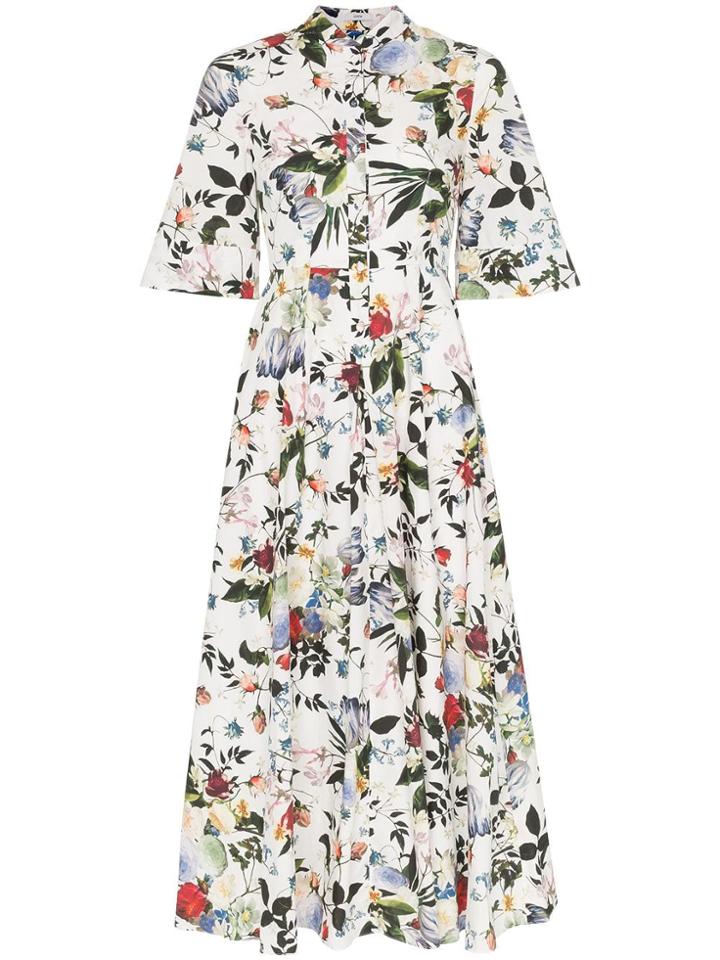 Erdem Kaiya Floral Print Cotton Shirt Dress - White