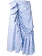 J.w.anderson Check Print Draped Skirt, Women's, Size: 10, Blue, Cotton