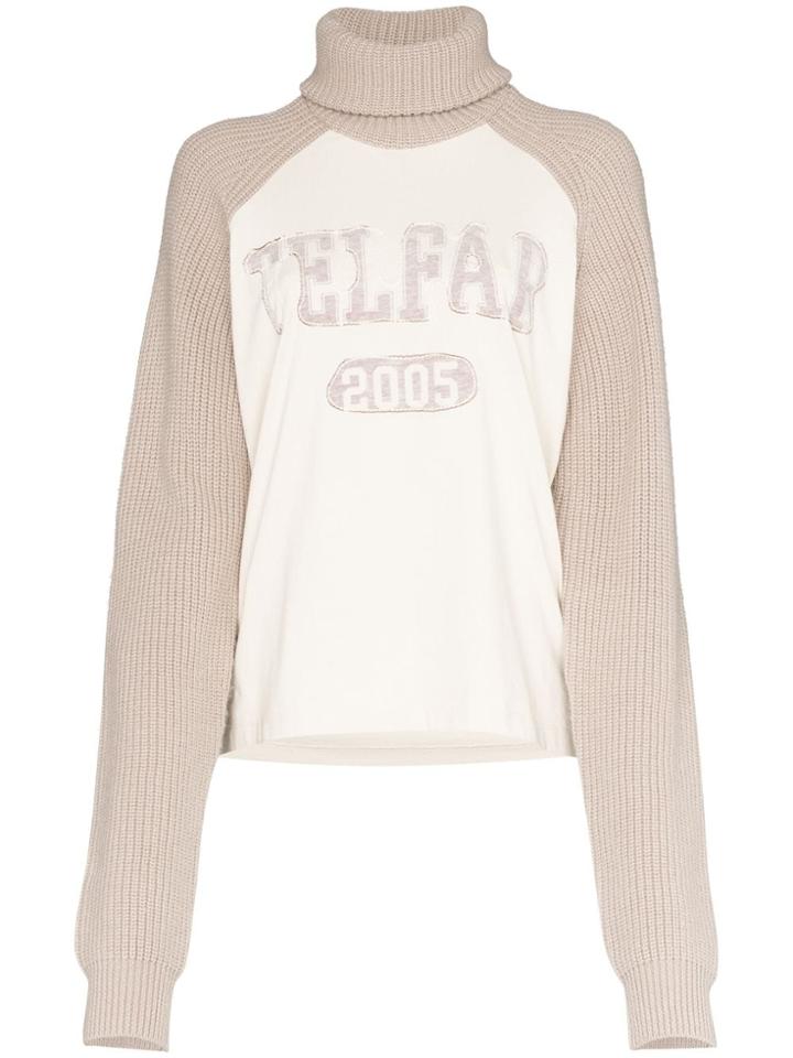Telfar Turtleneck Logo Knitted Jumper - Neutrals