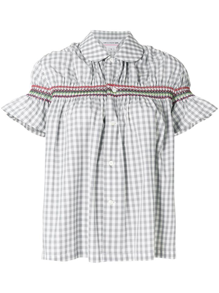 Comme Des Garçons Gingham Stitch Detail Blouse - Grey