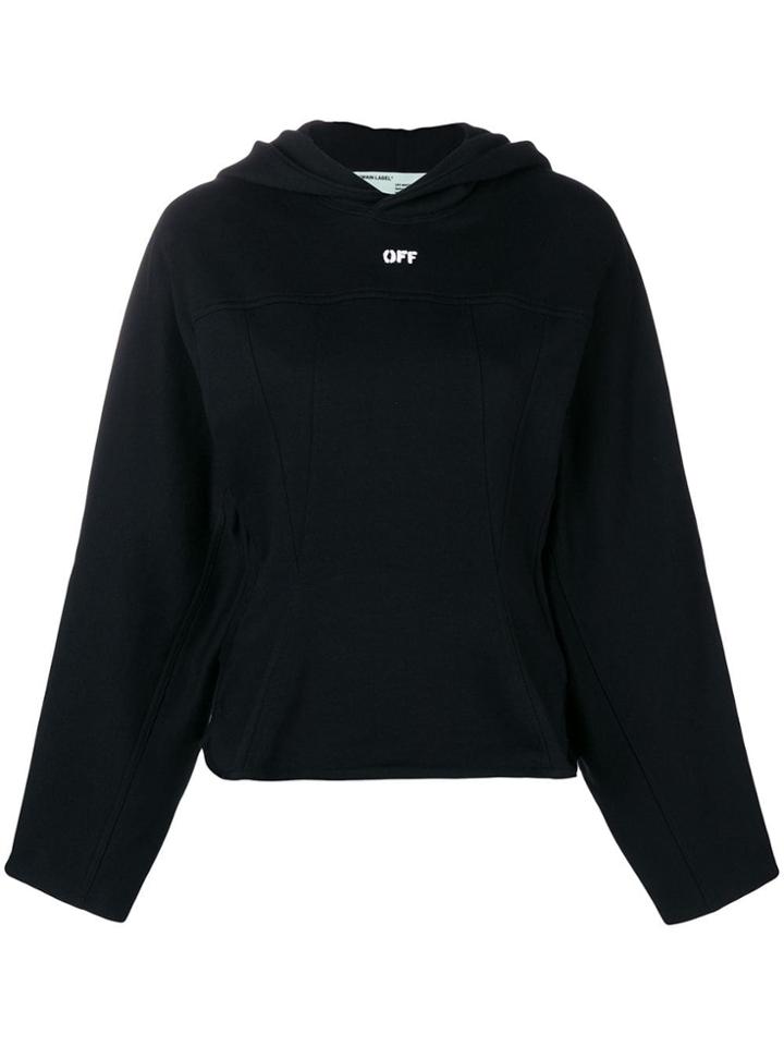 Off-white Contrast Logo Hoodie - Black