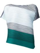Pleats Please By Issey Miyake Striped Top, Women's, Size: 3, Blue, Polyester