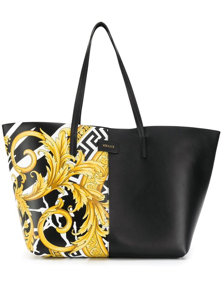 Versace Barocco Print Shopper Tote - Black