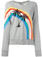 Pam & Gela Printed Palm Trees Sweatshirt, Women's, Size: Medium, Grey, Cotton