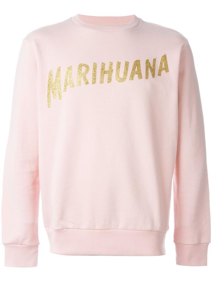 Palm Angels Marihuana Print Sweatshirt, Men's, Size: Xl, Pink/purple, Cotton