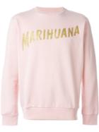 Palm Angels Marihuana Print Sweatshirt, Men's, Size: Xl, Pink/purple, Cotton