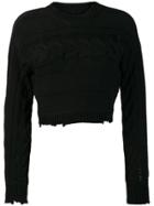 Rta Fever Cropped Cable Knit Jumper - Black