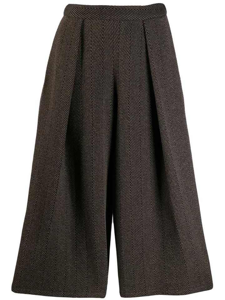 Dusan Chevron Pattern Cropped Trousers - Brown