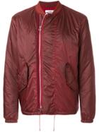 Oamc Off-centre Zipped Bomber Jacket - Red