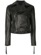 Aula Belted Leather Jacket - Black