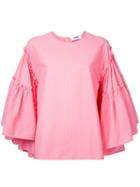Msgm - Flared Sleeve Blouse - Women - Cotton/polyester - 48, Pink/purple, Cotton/polyester
