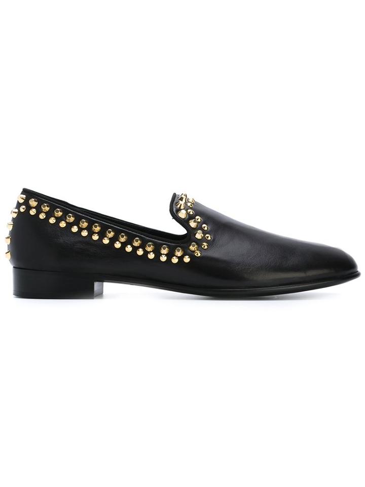 Giuseppe Zanotti Design Studded Slippers, Men's, Size: 42, Black, Leather/metal Other
