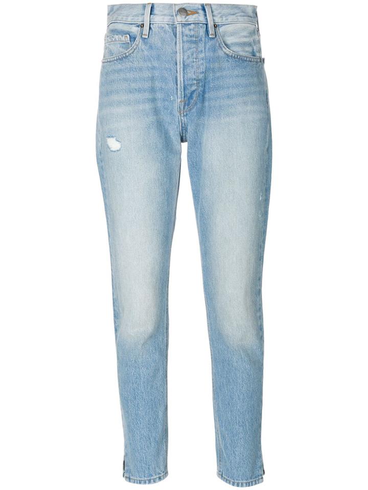 Frame Stonewashed Cropped Jeans - Blue