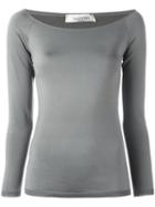 Valentino Boat Neck Top, Women's, Size: Medium, Grey, Silk/polyamide/spandex/elastane