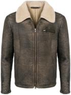 Salvatore Santoro Shearling Collar Leather Jacket - Grey