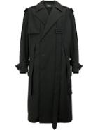 Yang Li Button-down Trench Coat, Men's, Size: 52, Black, Virgin Wool