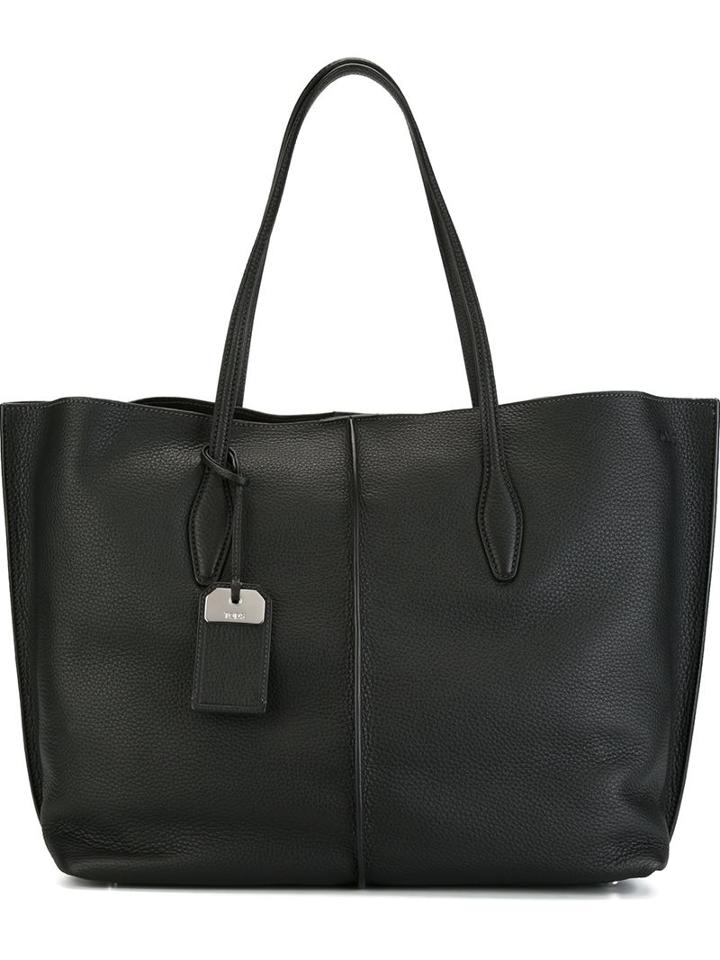 Tod S Large Joy Tote, Women's, Black, Calf Leather