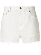 Saint Laurent Distressed Denim Shorts - White