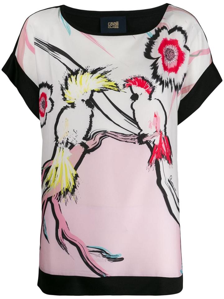 Cavalli Class Cockatoo Print T-shirt - Black