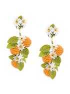 Carolina Herrera Flower And Beads Earrings - Yellow & Orange