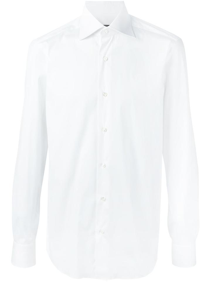 Barba Classic Shirt, Men's, Size: 42, White, Cotton/polyamide/spandex/elastane