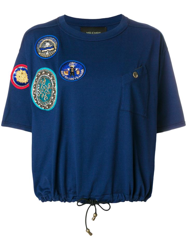 Mr & Mrs Italy Drawstring Patched T-shirt - Blue