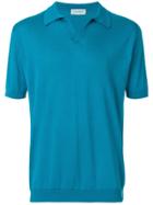 John Smedley Open Collar Polo - Blue