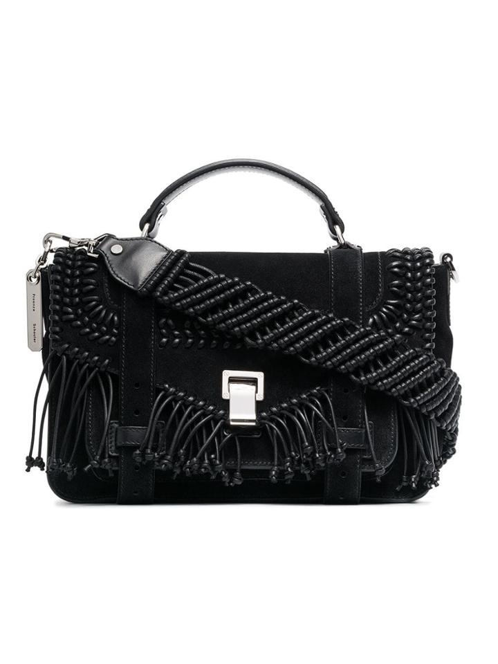 Proenza Schouler Black Ps1 Fringe Detail Shoulder Bag