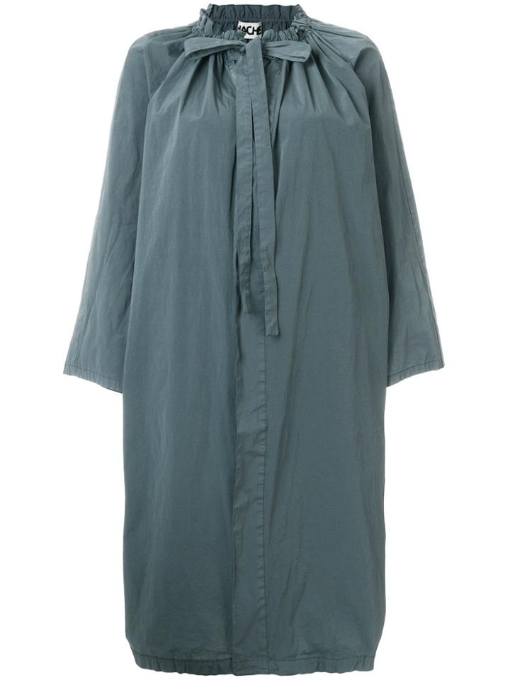 Hache Oversized Tie Neck Coat - Blue