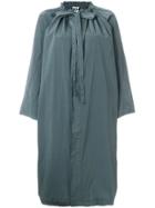 Hache Oversized Tie Neck Coat - Blue