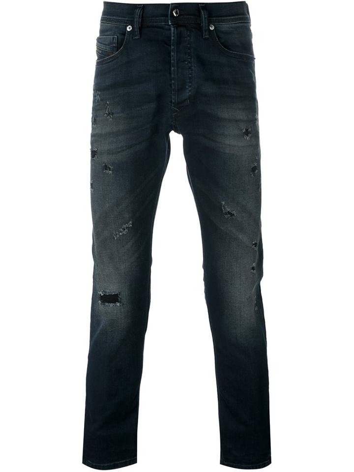 Diesel Distressed Jeans, Men's, Size: 36, Blue, Cotton/spandex/elastane