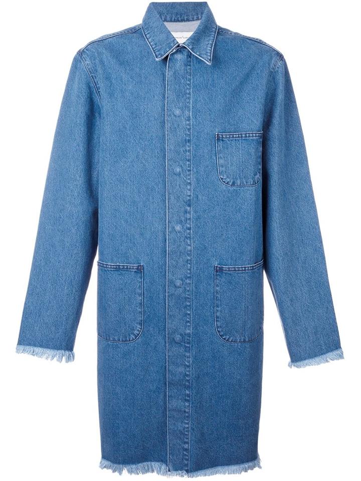 Marques'almeida Denim Mid Coat, Men's, Size: Large, Blue, Cotton