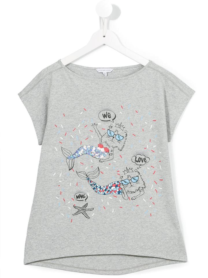 Little Marc Jacobs Mermaid Cat T-shirt, Girl's, Size: 14 Yrs, Grey