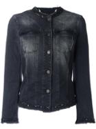 7 For All Mankind - Collarless Denim Jacket - Women - Cotton/polyester/spandex/elastane - Xs, Women's, Grey, Cotton/polyester/spandex/elastane