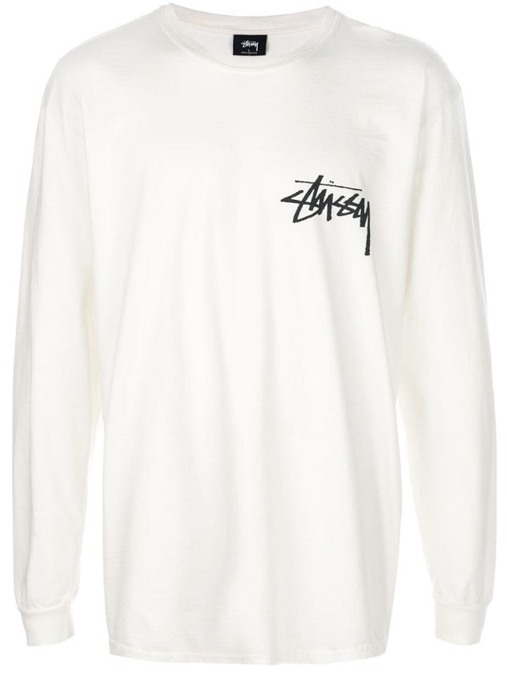 Stussy Longlseeve Logo Print Top - White